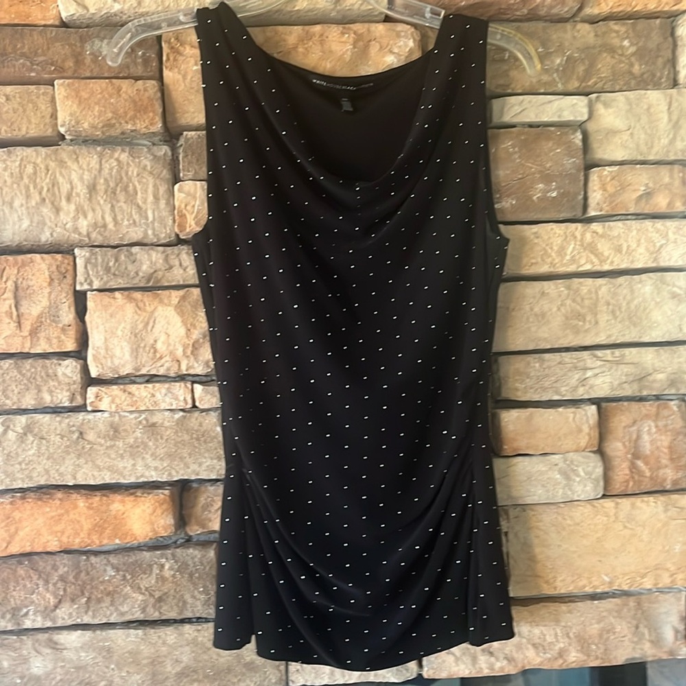White House black market size xs tank with glimmer silvery shimmery dots.